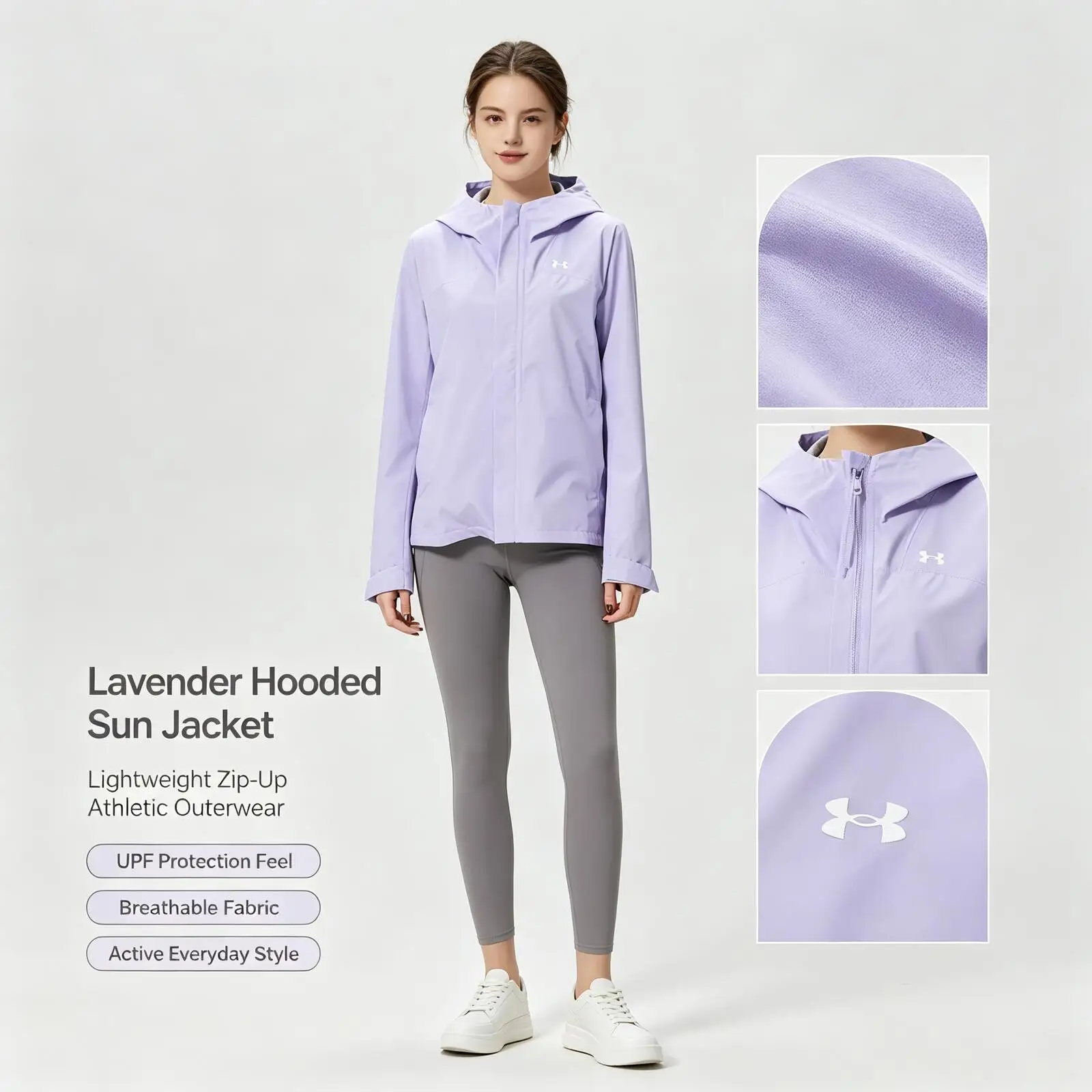 Under Armour Women's Woven Sportswear Hooded Outdoor Windproof Running Training Fitness Jacket 6009571-536