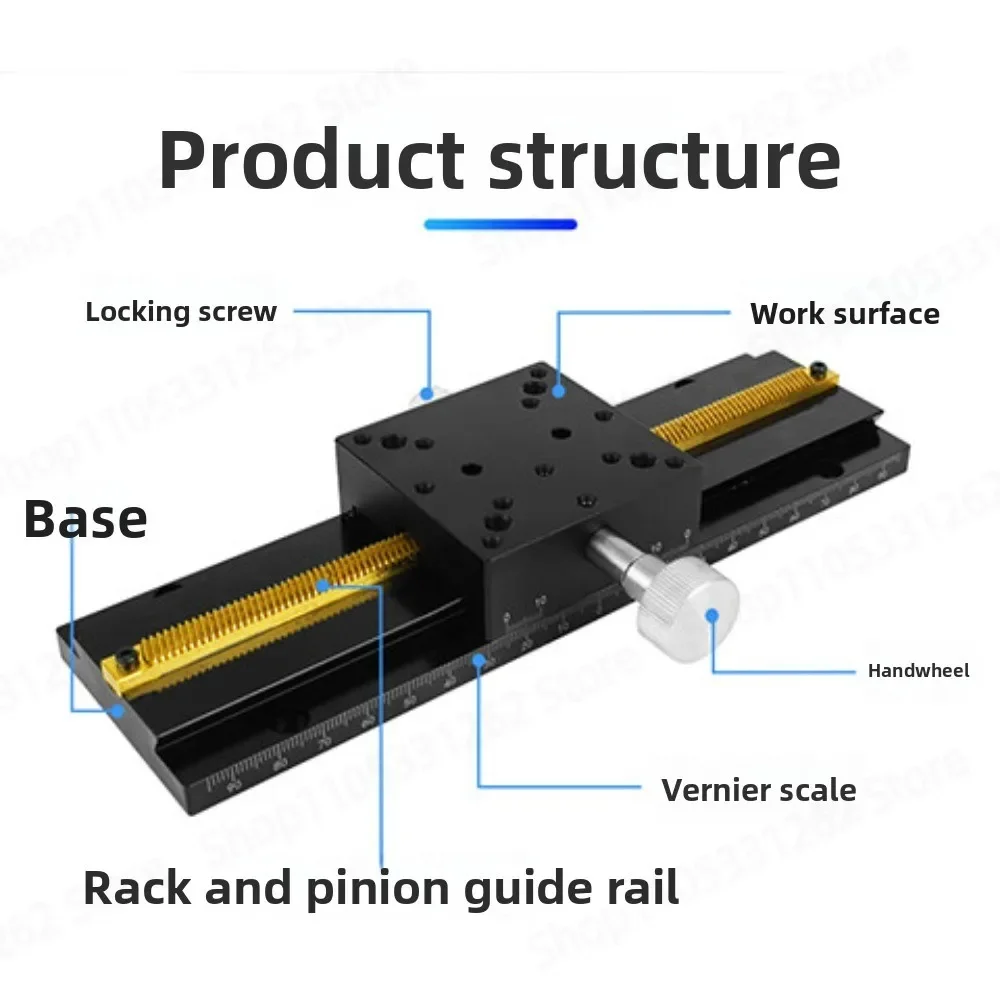 Manual X Axis Linear Translation Stage Dovetail Gear Drive Fine Adjustment Sliding Table