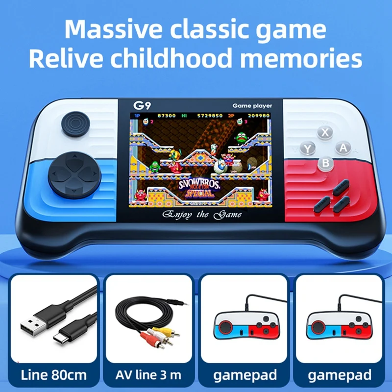 

(NEW) G9 Video Game Console+2 Handle 3.0 Inch Gamepad Built-In 666 Game Players Controller Support For Connecting TV