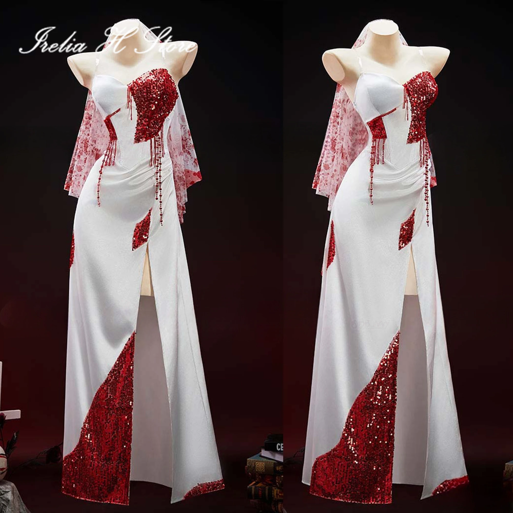 

Irelia H Store аниме красное платье невесты на Хэллоуин косплей костюм сексуальное белое платье с высоким разрезом костюм на Хэллоуин женский