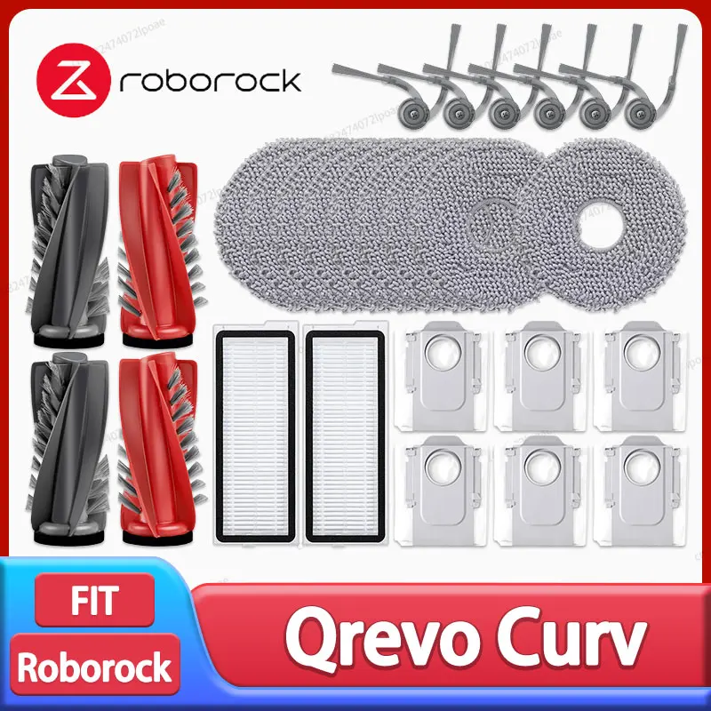 Roborock Qrevo Curv / 5AE / 5A1 / 5XC / S5X / Qrevo C Pro Vaccum Cleaner Main Side Brush Mop Cloth Dust Bag Filter Accessories
