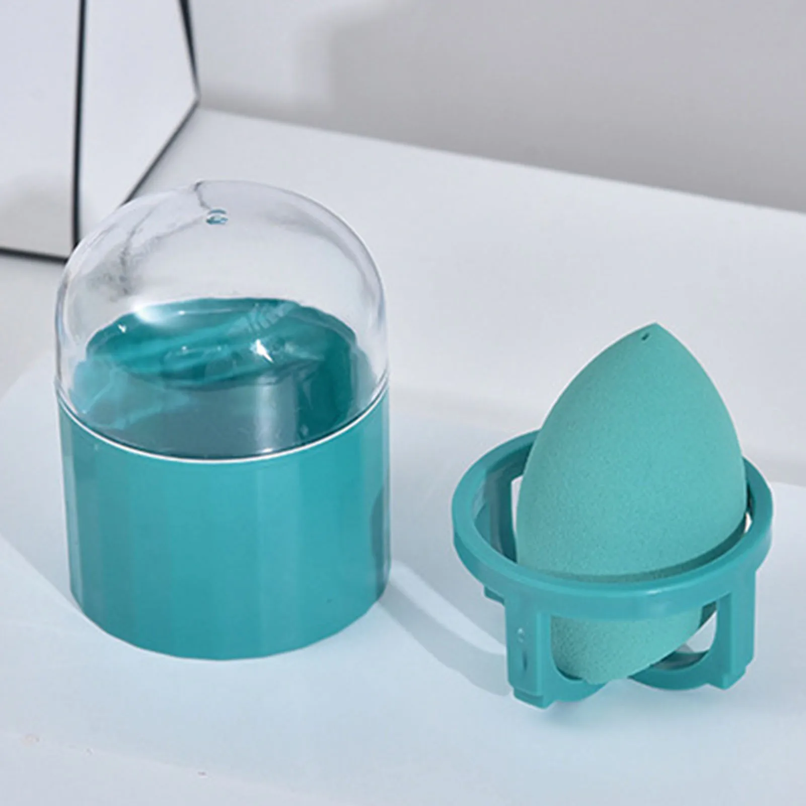 Makeup Sponge Holder Beauty Cosmetic Egg Sponge Organizer Case With Clear Lid Portable Dustproof Holder