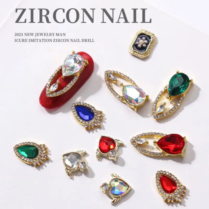 Wasser tropfen Krone Strass Charms Schönheit Glitzer Nägel Charms Schmuck Zubehör Metall für 3D Nail Art Dekoration Top