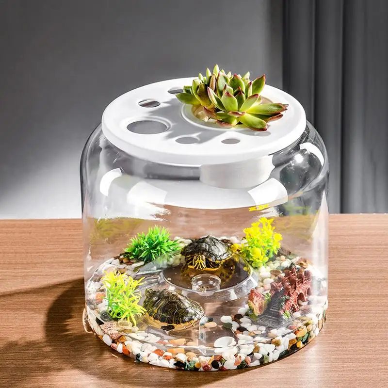 Tank For Turtles Transparent Turtle Aquarium Turtle Tank With Lid Turtle Terrarium Tortoise Enclosure With Removable Cover For