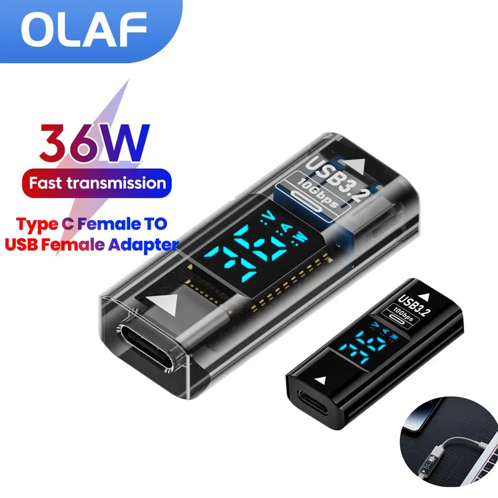 

36 Вт Быстрая зарядка типа C «мама» на USB «мама» Цифровой адаптер OTG 10 Гбит/с Передача данных USB C Конвертер для ноутбука, планшета U-диска