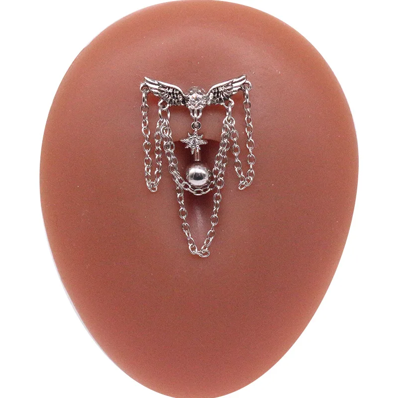 1Pc Chain Belly Button Ring Dangle Navel Piercing Ring Star Belly Ring Zircon Navel Ring Body Piercing Jewelry Umbilical Pircing