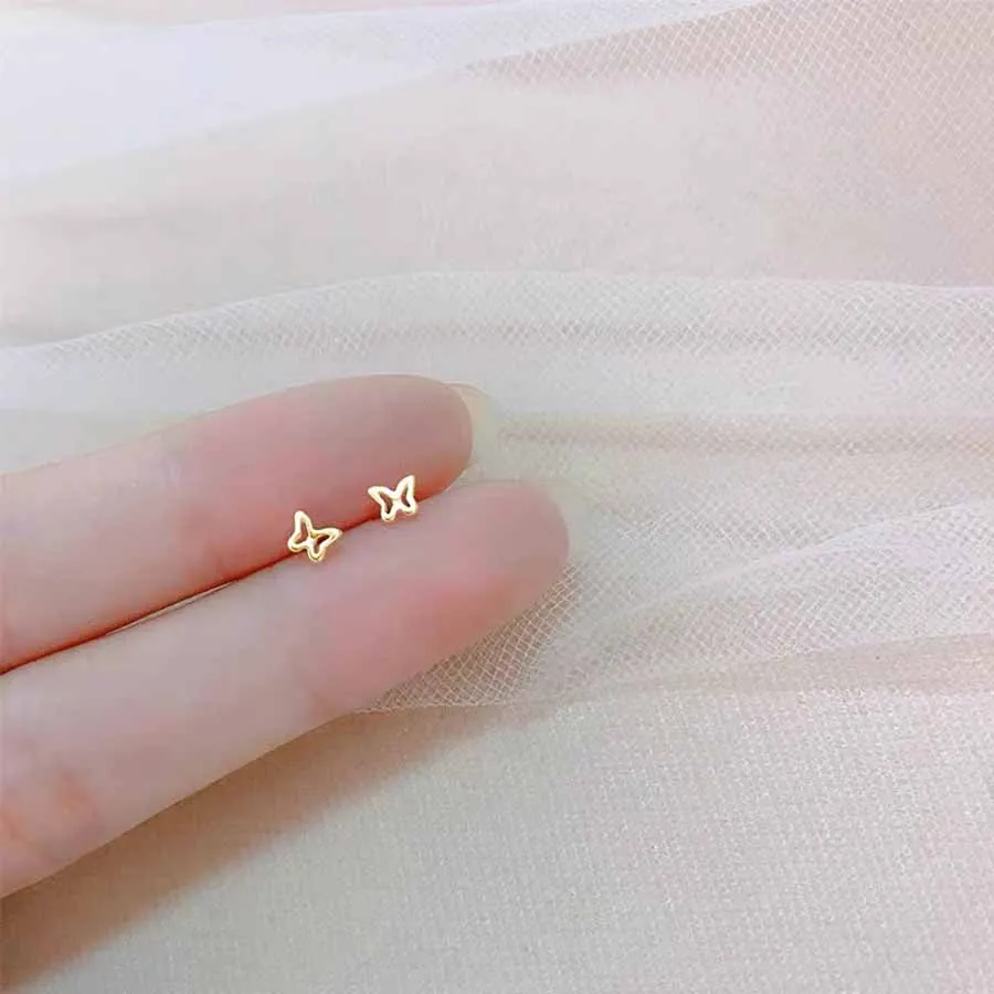 925 Silver Needle Silver Color Simple Xo Leaf Small Stud Earrings for Women Hypoallergenic Daily Wear Ear Girls Pierc Gifts