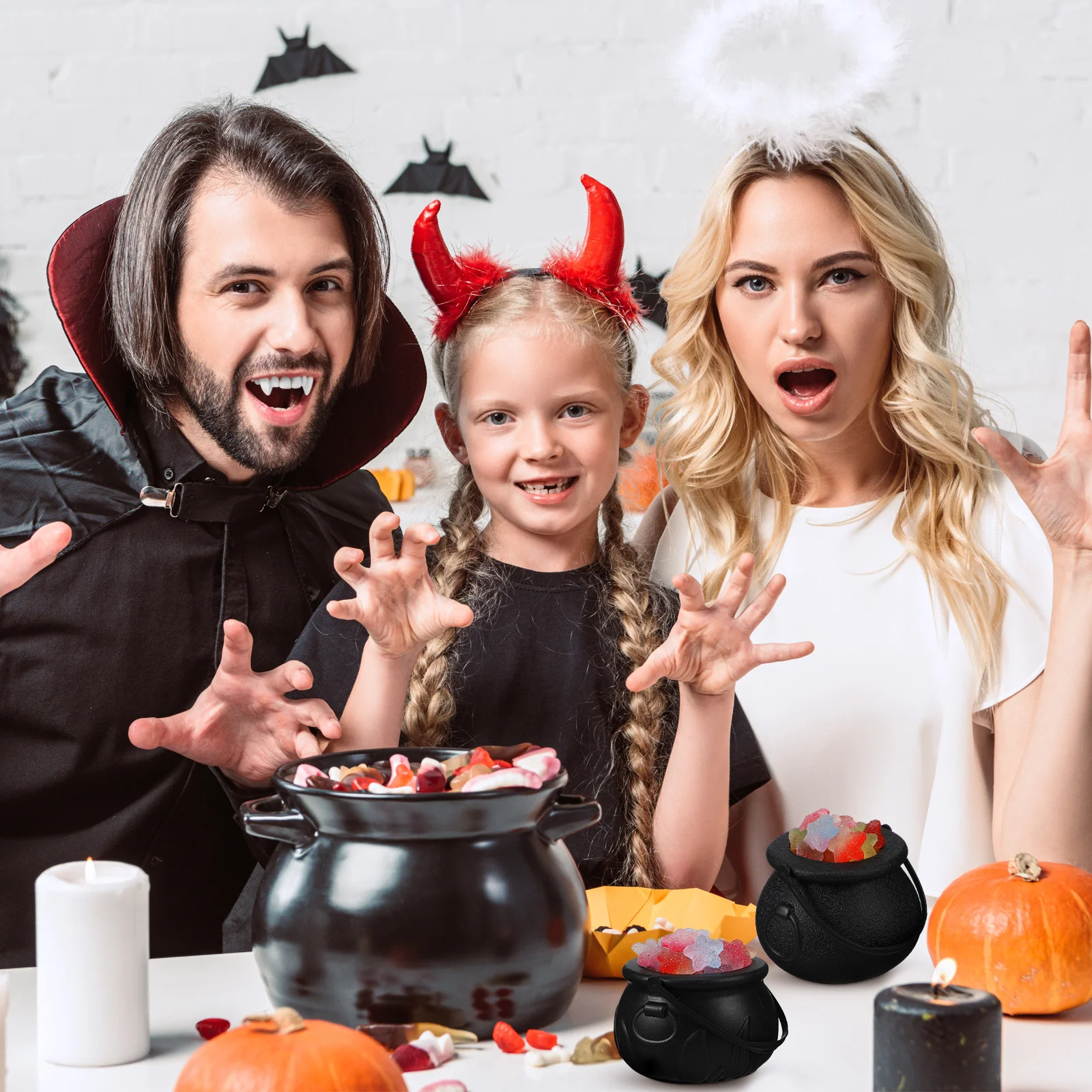 12개 할로윈 마녀 사탕 버킷 어린이용 소형 휴대용 항아리 파티 코스프레 소품 보관 용기