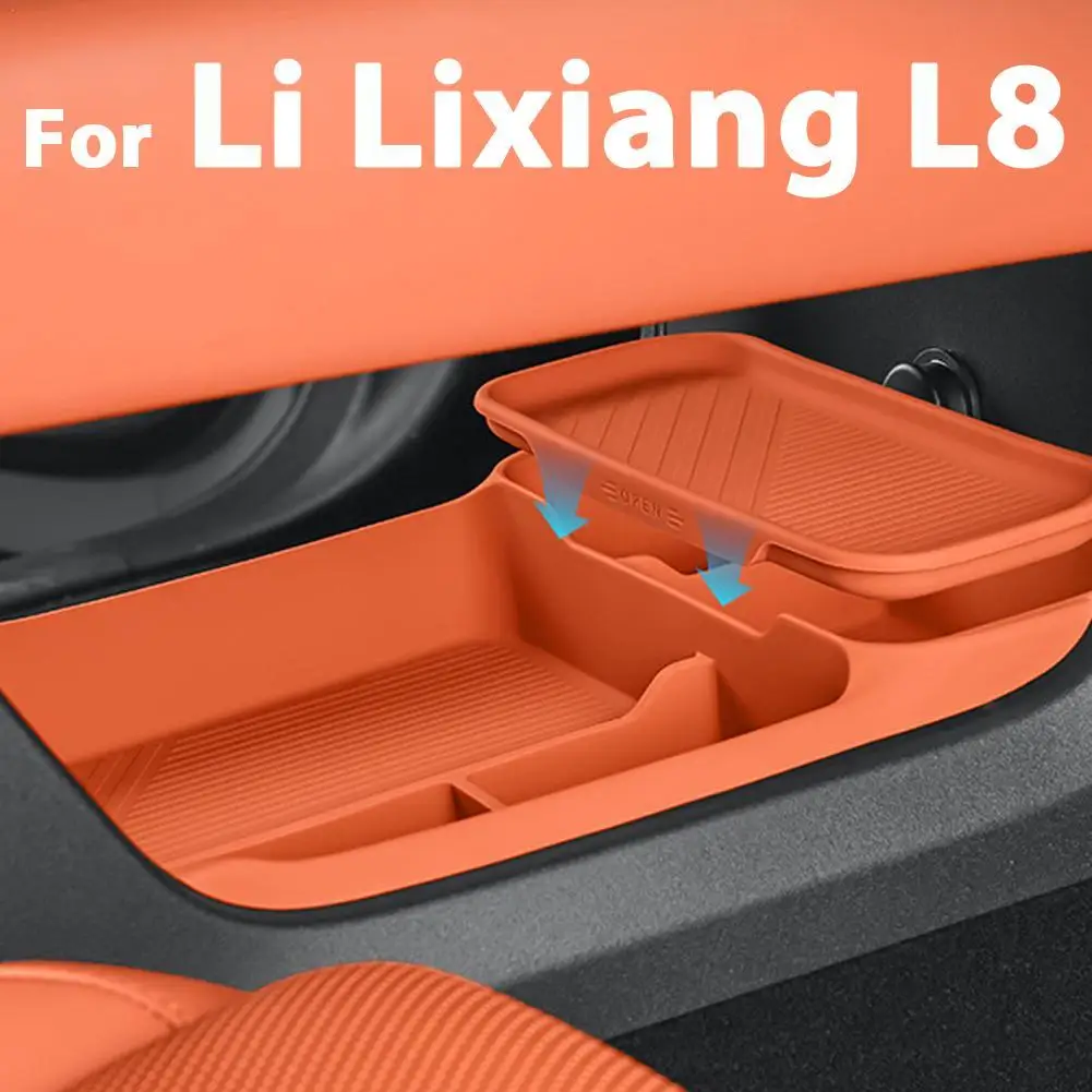 صندوق تخزين بطبقة مزدوجة تحت وحدة التحكم المركزية، ديكور داخلي للسيارة من السيليكون عالي الجودة، تعديل حديث لـ LIxiang L8