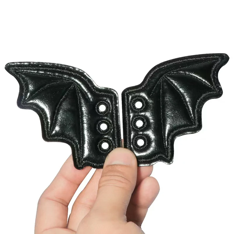 1 Pair Colored Bat Shoe Wings Embroidery DIY Charm Decorations For Sneaker Clothing Shoelaces Punk Halloween Gift Accessory