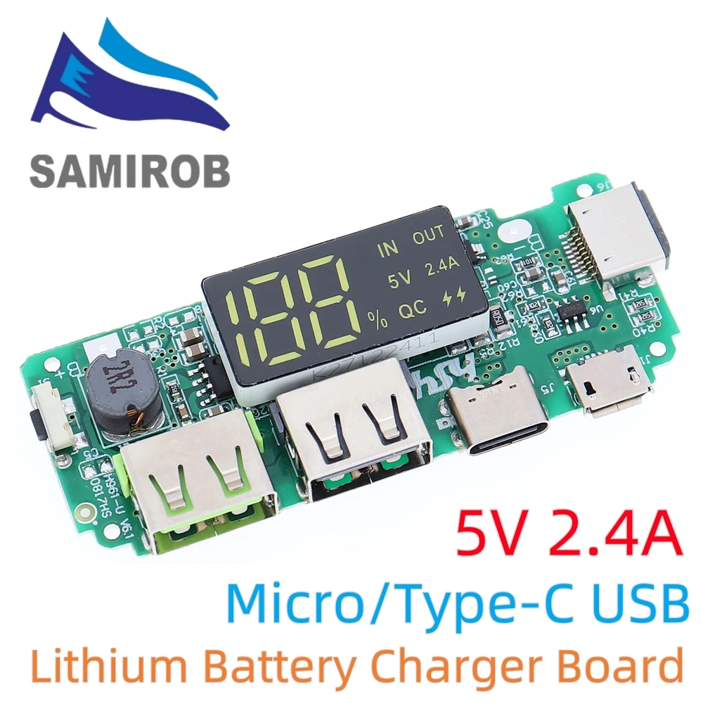 18650 Charging Board Dual USB 5V 2.4A Mobile Power Bank Module 18650 Lithium Battery Charger Board Circuit Protection