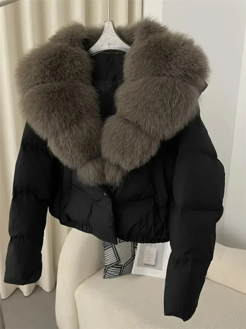 OFTBUY 2024 Big Natural Real Fox Fur Coat Women Autumn Winter Female 90% White Duck Down Jacket Feather Short  Coat Thick Warm