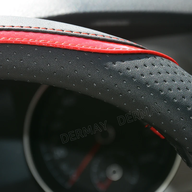 for Peugeot 106 DERMAY Car Steering Wheel Cover Microfiber Leather + Carbon Fiber Auto Accessories Fast Shipping