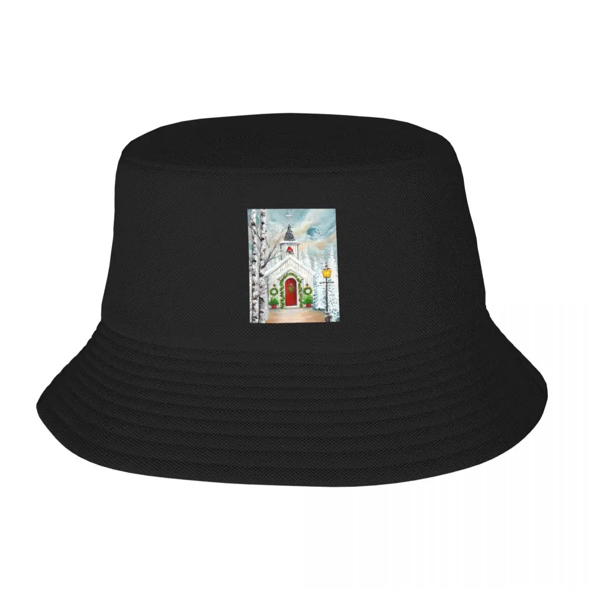 

Christmas Country Church Bucket Hat Snap Back Hat Hats Baseball Cap Man Cap Women's