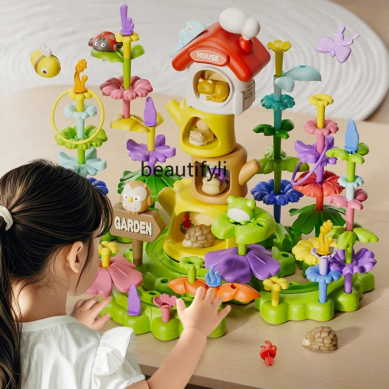 New building block assembly educational toys girls and boys small garden DIY flower arrangement birthday plastic puzzle