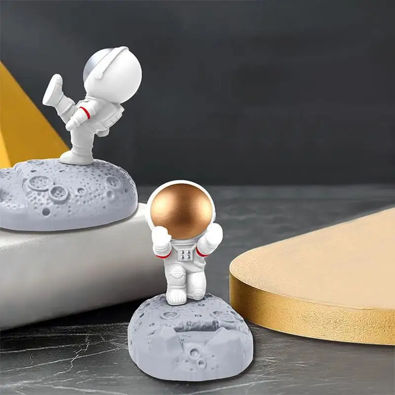 رائد الفضاء حامل الهاتف المحمول حامل رجل الفضاء النحت مكتب الديكور الهاتف الذكي قوس الحلي المنزلية (الذهب/الفضة عشوائي) #3