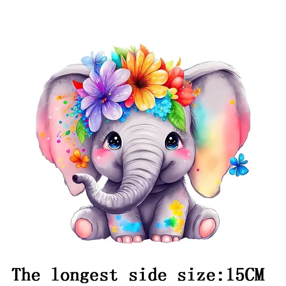 Cartoon Cute Animal Bear Foxes Elephant Penguin Bird Fox Raccoon Pattern Iron On Transfer For Baby Clothes Stickers on Fabric