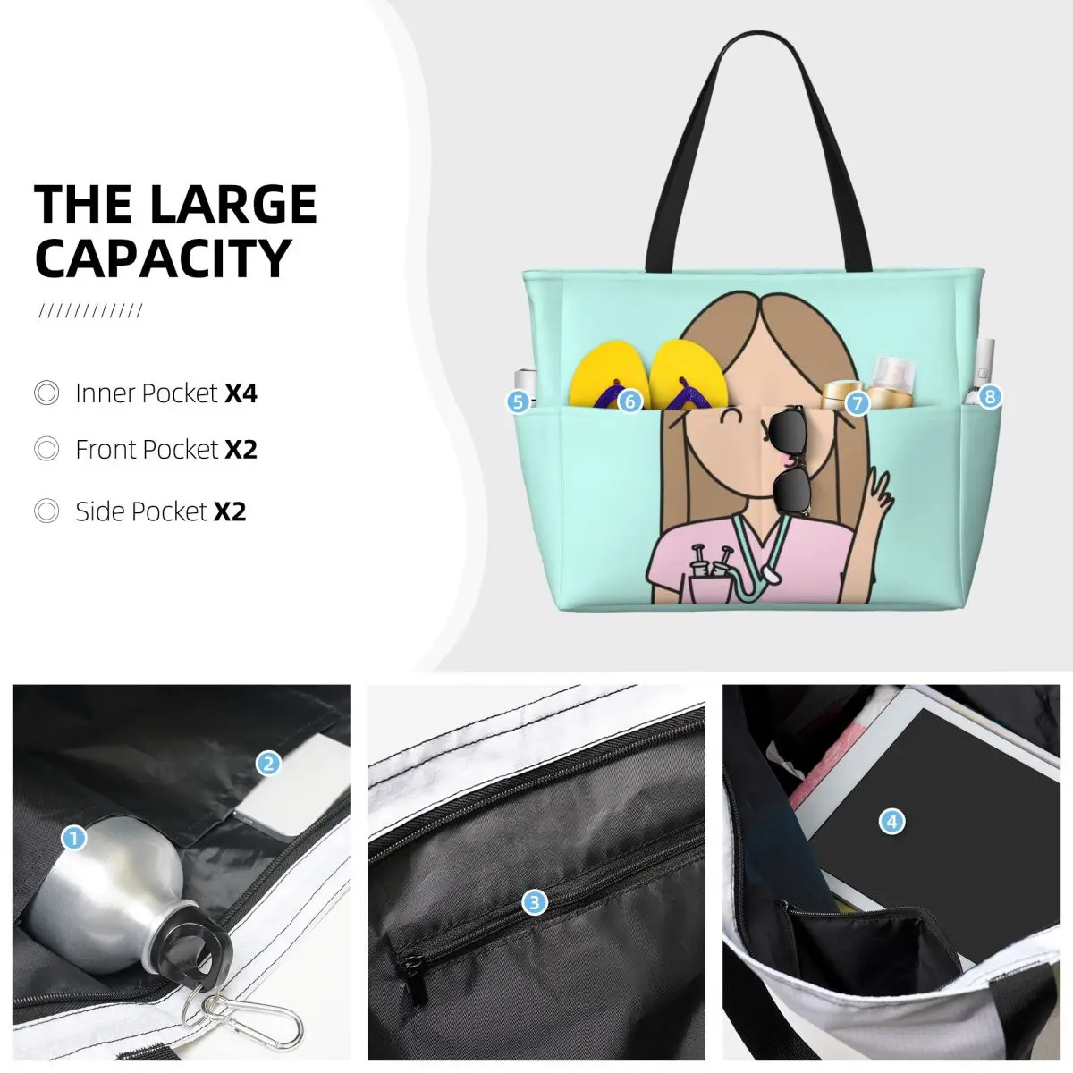 Custom Enfermera En Apuros Doctor Nurse Medical Travel Tote Bag Women Large Capacity Grocery Shoulder Shopper Bags