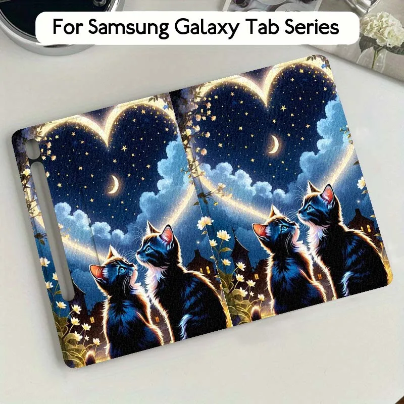 

Cute Cat Heart Night Gift For Samsung Galaxy Tab S10 S9 S8 S7 FE Lite Soft Flexible Support Tablet Case