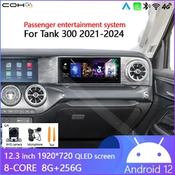 For Tank 300 2021-2024 Car Android Multimedia Player Passenger Entertainment System Copilot Touch Screen Android 12