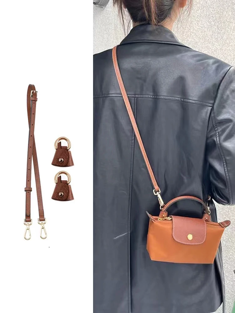 Correa de bolso para Longchamp Mini sin perforaciones, conjunto de correa de hombro de cuero genuino, correa cruzada de transformación, accesorios