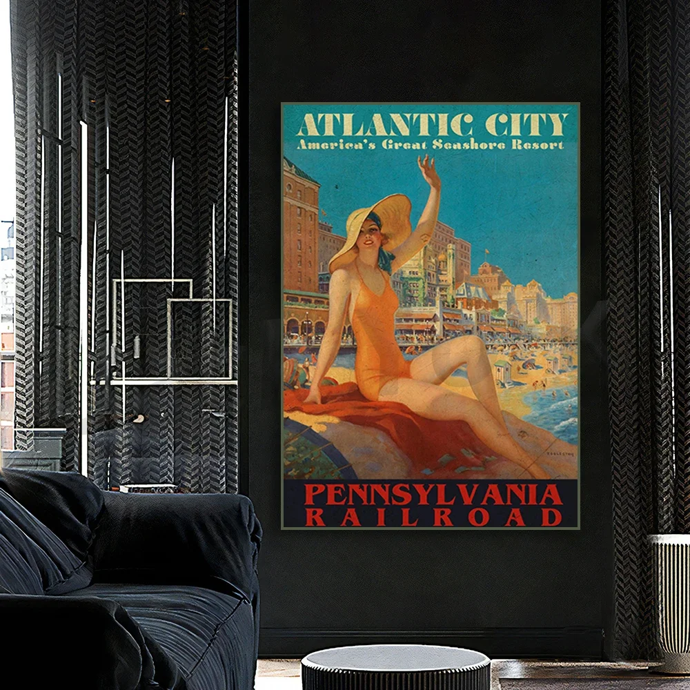 

Atlantic City Vintage Travel Wall Art Travel Advertisement Art Poster