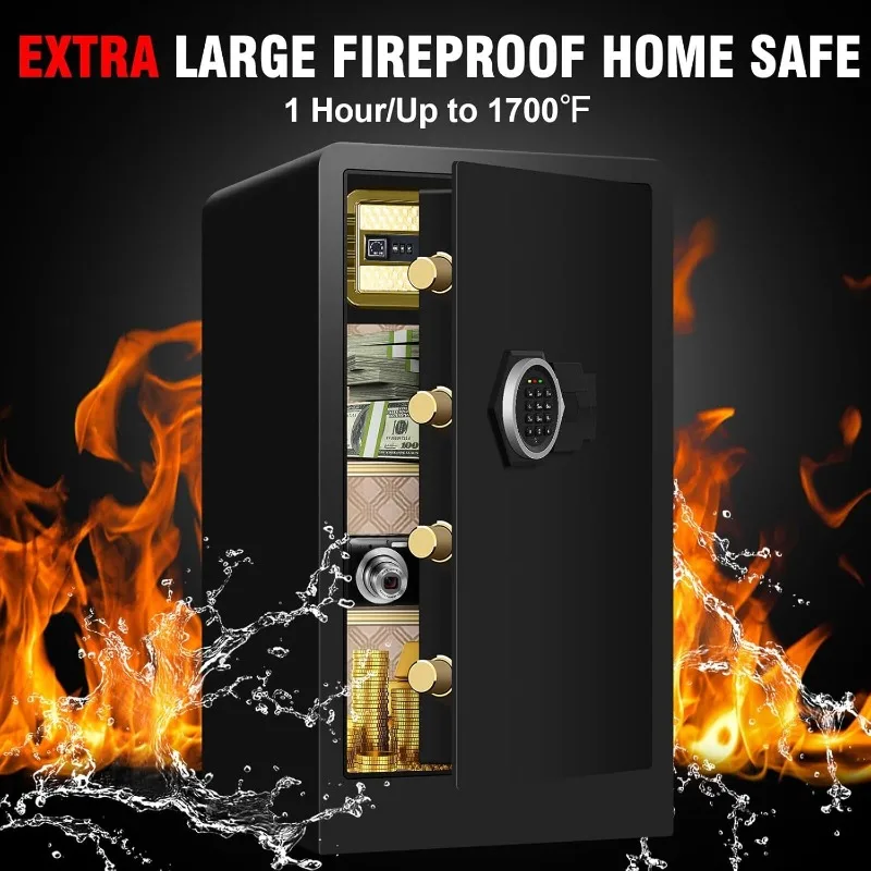 Feet Large Safes for Home Use Fire and Water proof, Digital Security Safe with Combination and Key,