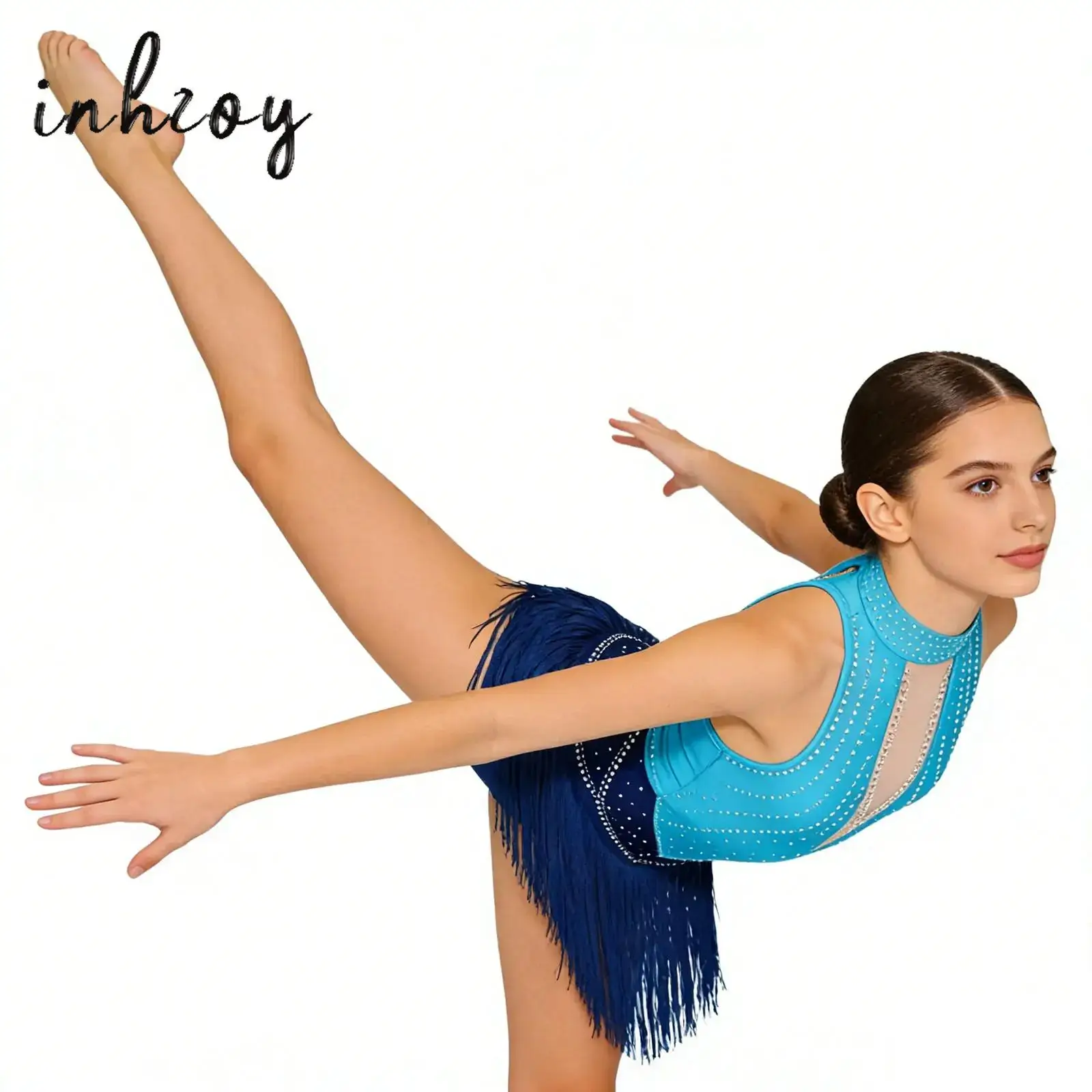 

Ballet Dance Dress for Womens Latin Dance Fringed Bodysuit Sleeveless Tassel Cha-cha Samba Salsa Dance Competition Costume