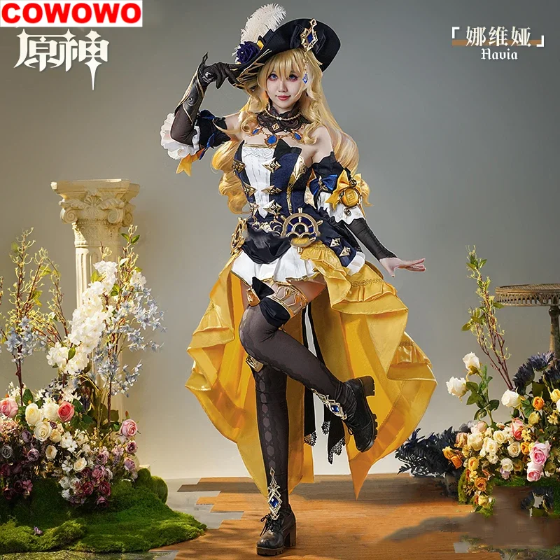 

COWOWO Genshin Impact Navia Game Suit Gorgeous Dress Uniform Cosplay Costume Halloween Party Role Play Outfit Women S-3XL