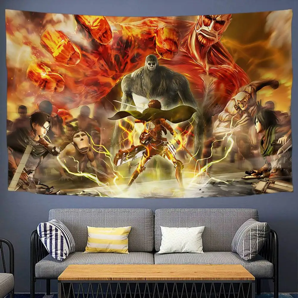 A-Attack On Titan Anmie Colorful Tapestry Wall Hanging Bohemian Wall Tapestries Mandala Wall Art Decor
