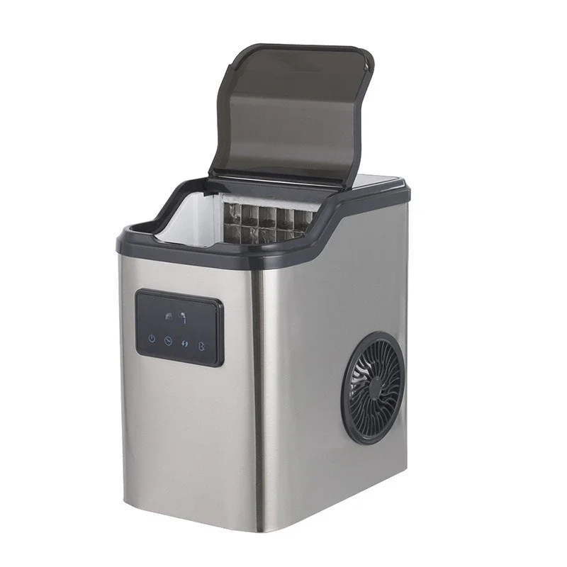 

110V220V stainless steel small square ice machine, fully automatic low-power ice cube machine dormitory use