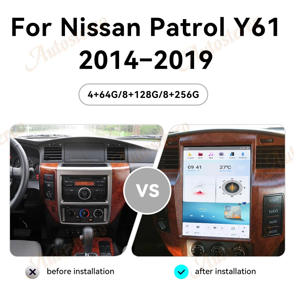 

12.1 Carplay Android Tesla Screen Car GPS Navigation For NISSAN PATROL Y61 2014-19 Auto Stereo Multimedia Player Radio Head Unit