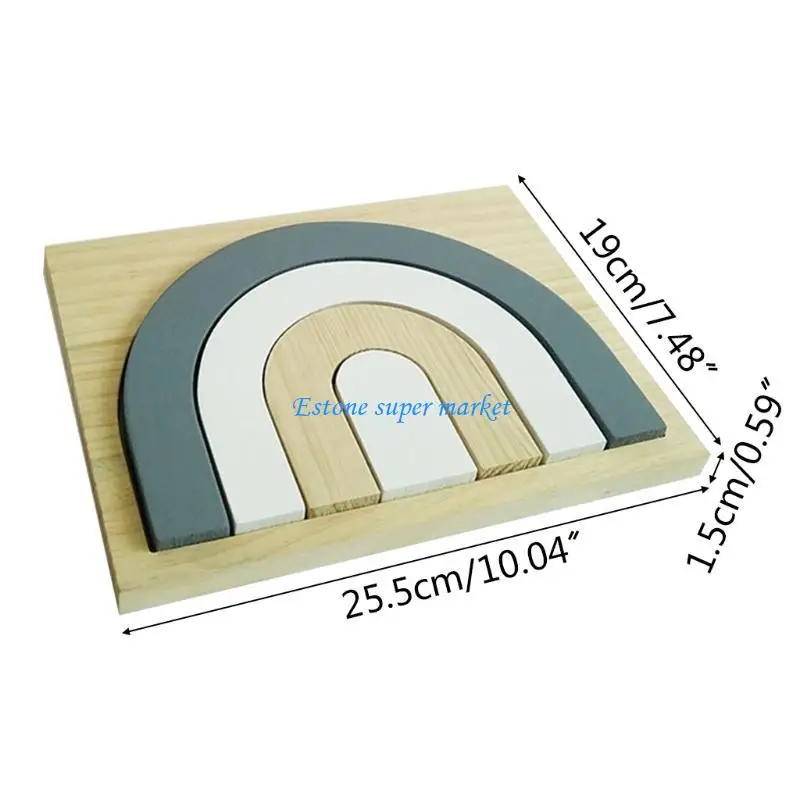 090B Kinderen Onderwijs Speelgoed Cadeau Baby Kinderen Hout Regenboog Stapelspel Bouwsteen