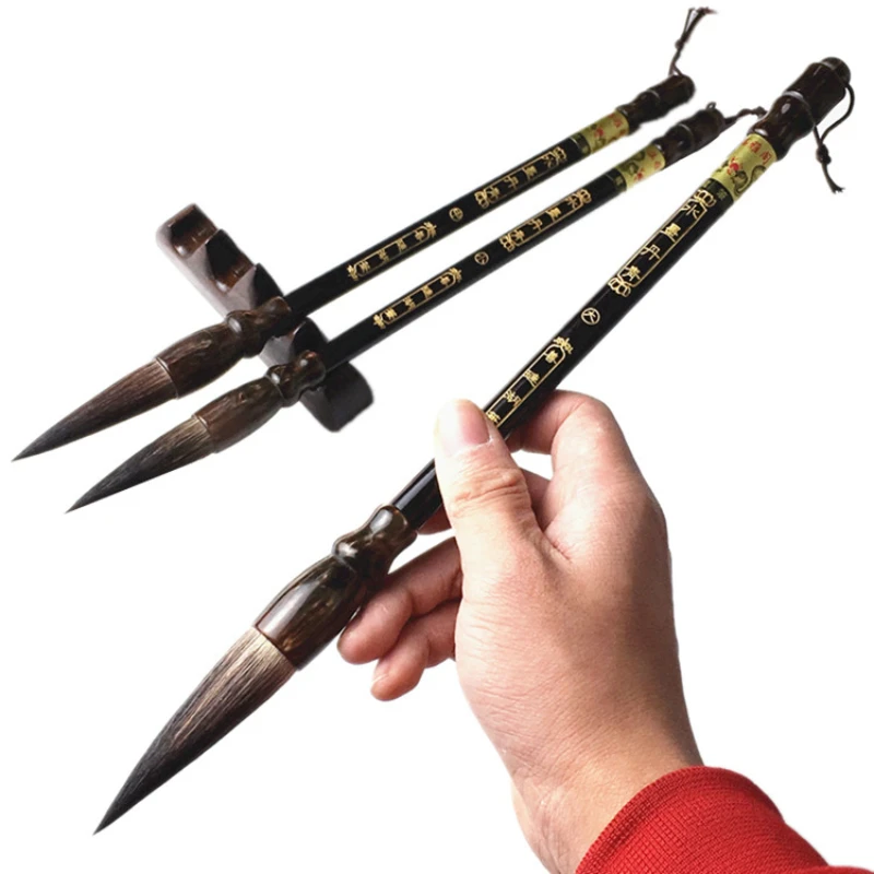 Jeu de pinceaux de calligraphie en cheveux d\'ours, ensemble de pinceaux d\'écriture et d\'écriture, pour peinture d\'art de paysage chinois, Tinta chine