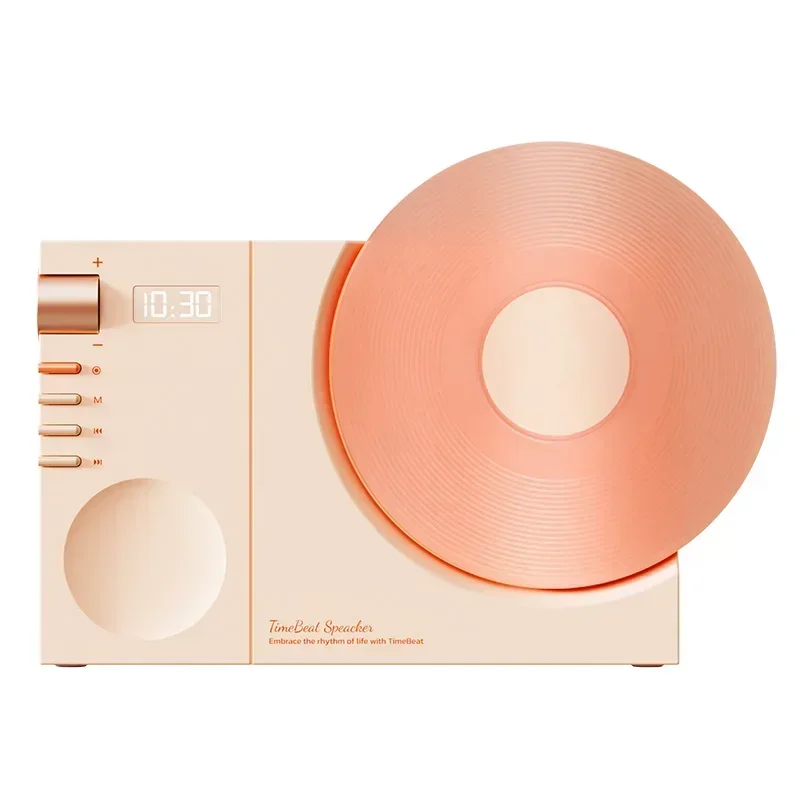 Adapted for Time Vinyl Record Player Retro Bluetooth Audio Speaker Small Wireless Clock High Sound Quality Home Super Bass