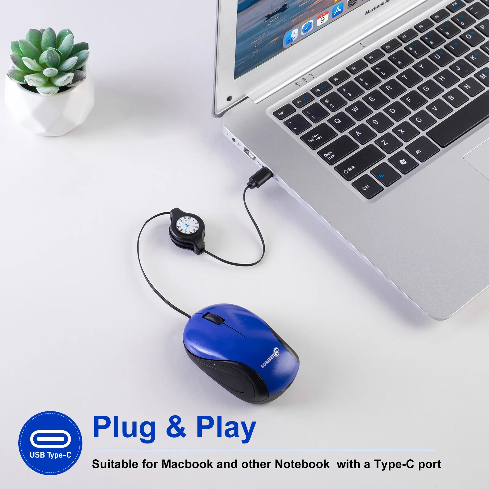 Mute Type C usb children's gift Portable Ultralight wired mouse for laptop tablet