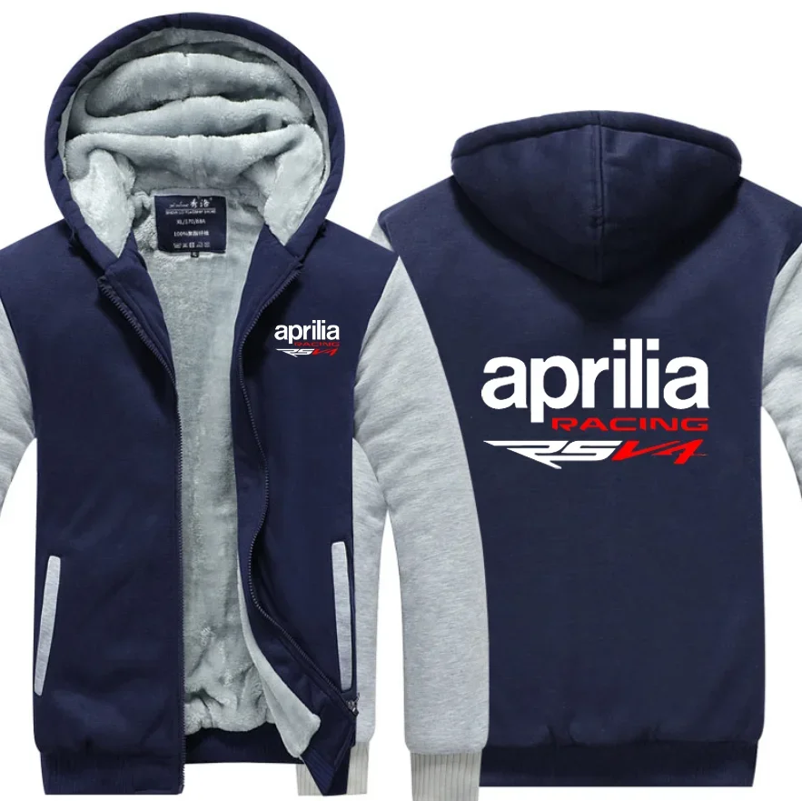 NEW winter printed APRILIA car logo thickened casual coat men's zipper men's Plush coat