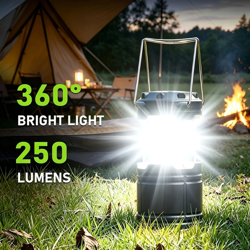 Bright LED Camping Lantern with Foldable Design Battery Operated Portable Light for Outdoor Activities Emergency Light