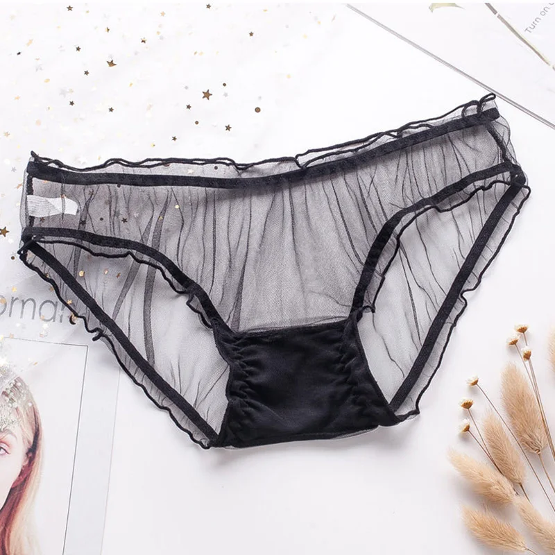 New Women\'s Sexy Panties Net yarn Breathable Comfort Women Underwear Seamless Briefs Ultra-transparent Panty Lingerie Underwear