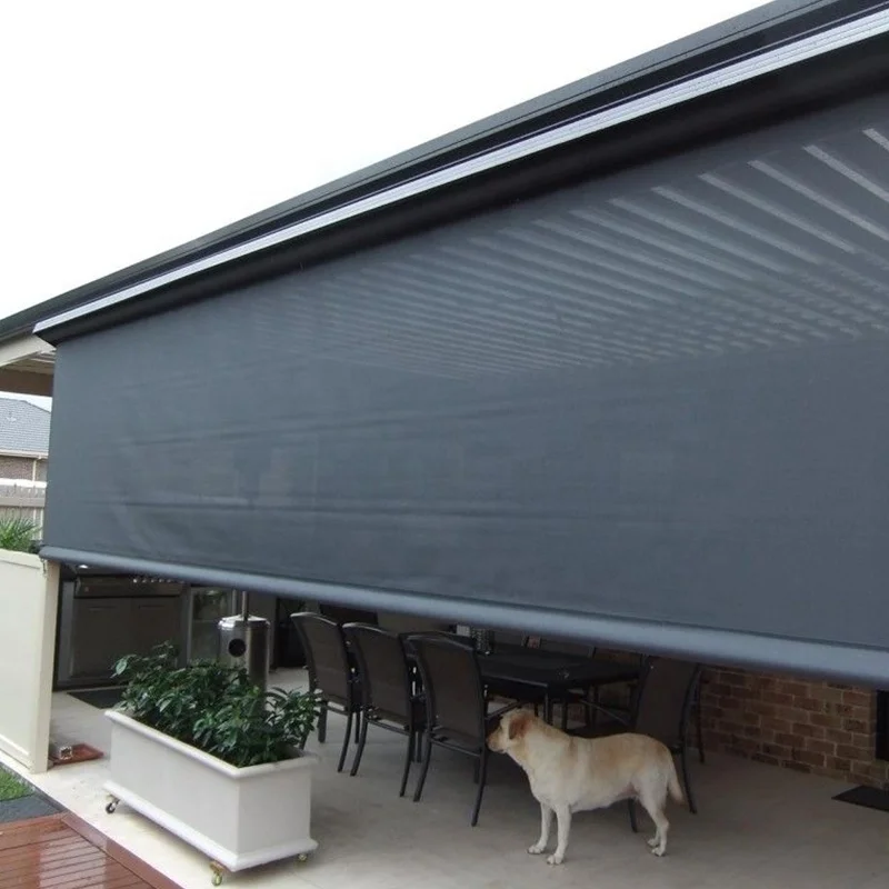Zip Motorized Motorised Waterproof Windproof Fireproof Clear PVC Outdoor Curtain Ziptrack Patio Blind Lowes Shades Customizable