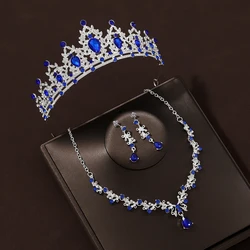 Itacazzo Bridal Headpiece Crown Necklace Earrings Set of Four Women's Exquisite Party Wedding Headpiece