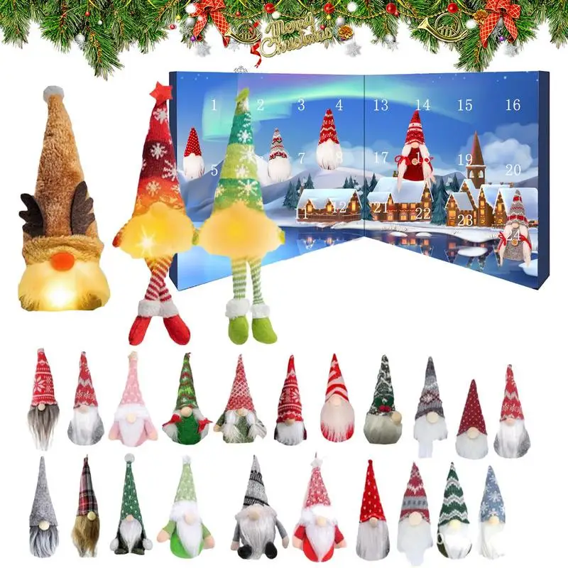 Calendario de Adviento de Navidad con gnomo, juguetes de peluche, calendario de Adviento de 24 días, juguetes de peluche, imágenes de dibujos animados, juguete coleccionable para Navidad