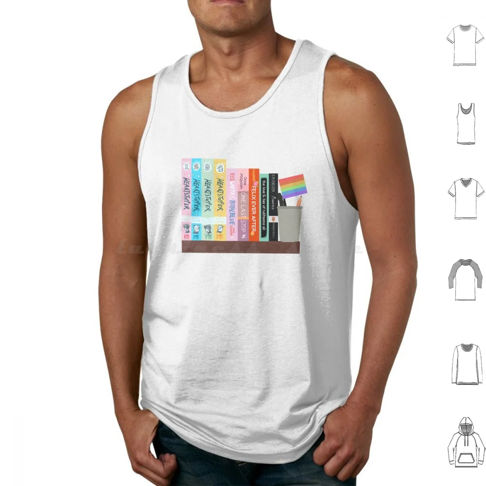 A Very Bookshelf Tank Tops Vest Sleeveless Books Booktok Queer Books Wlw Pride Bookshelf Red White And Royal Blue