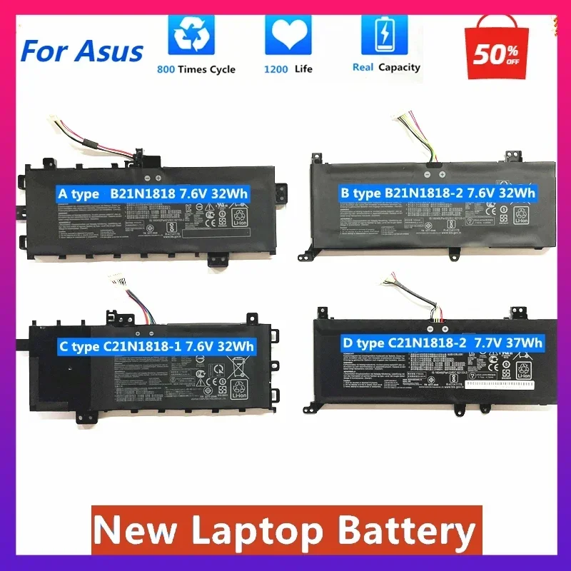 C21N1818 B21N1818 Laptop Battery for Asus VivoBook Pro 14 15 X412 A412 X512 X509 X409 F509  F409  V4000F V5000F U4100U Y5100U