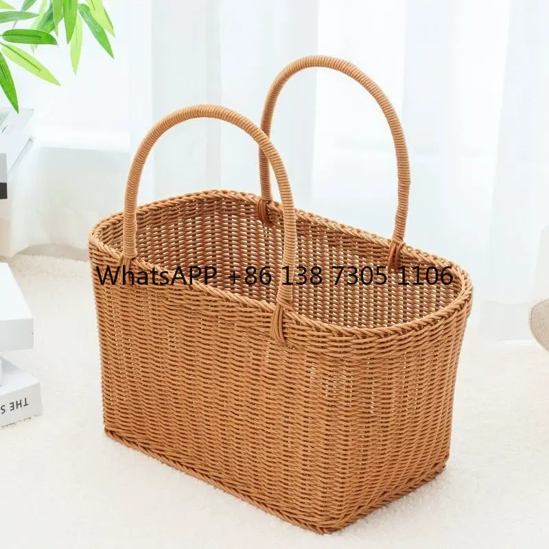 

Imitation rattan woven hand basket shopping outdoor picnic storage pet picking hand-woven shopping basket