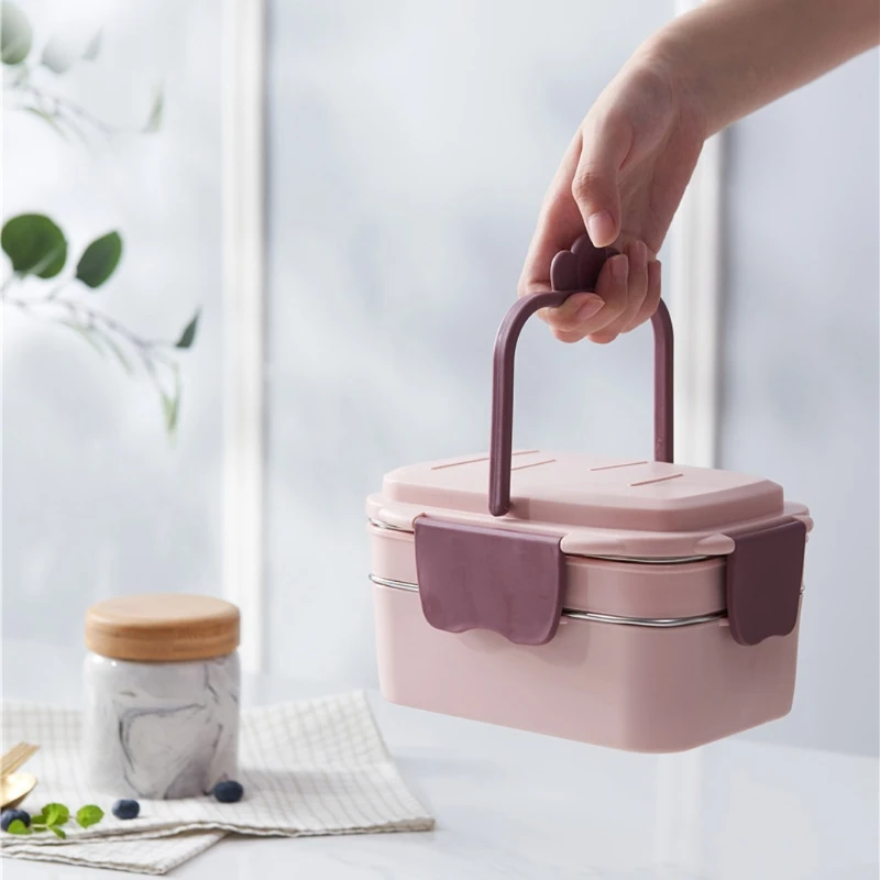 Chất liệu PE thép không gỉ Hộp thực phẩm lớp Hộp đựng đồ ăn trưa cách nhiệt Dropship