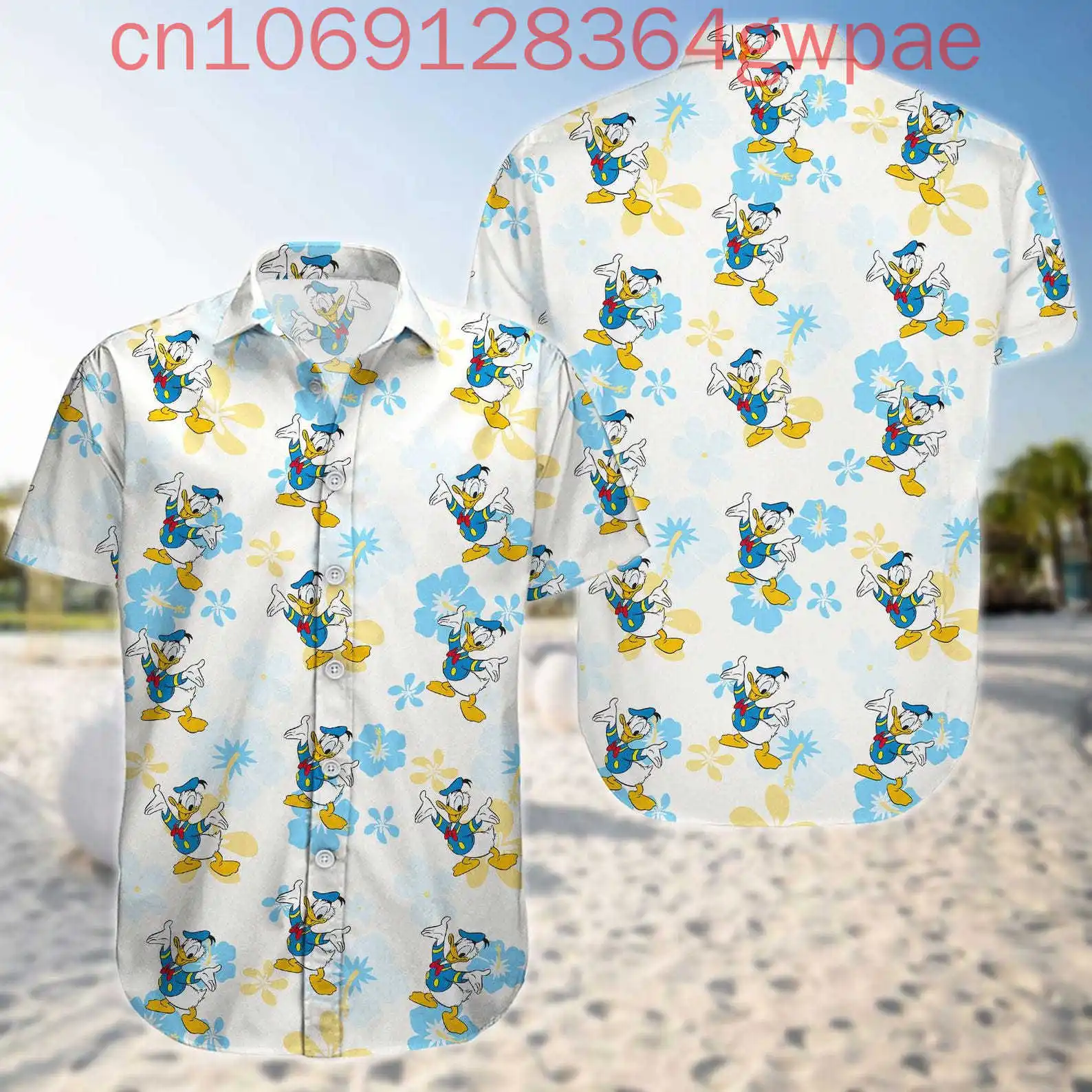 

Disney Donald Duck 3D Print Women's Short Sleeve Shirt Buttons Hawaiian Shirt Summer Casual Women's Shirt Vacation Beach Shirts