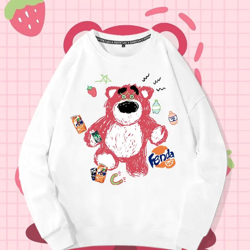 

Lotso Strawberry Bear Co branded Sweater Women's Round Neck Trendy Ins Versatile Autumn Oversize Loose Coat