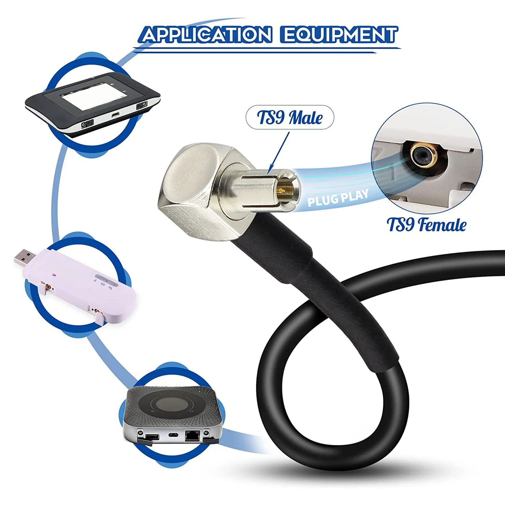 SMA Fêmea para TS9 Cabo Adaptador Masculino, Antena Externa Router, 4G, 15 centímetros, Huawei E5372, E5577, E5786, E5787, 2pcs