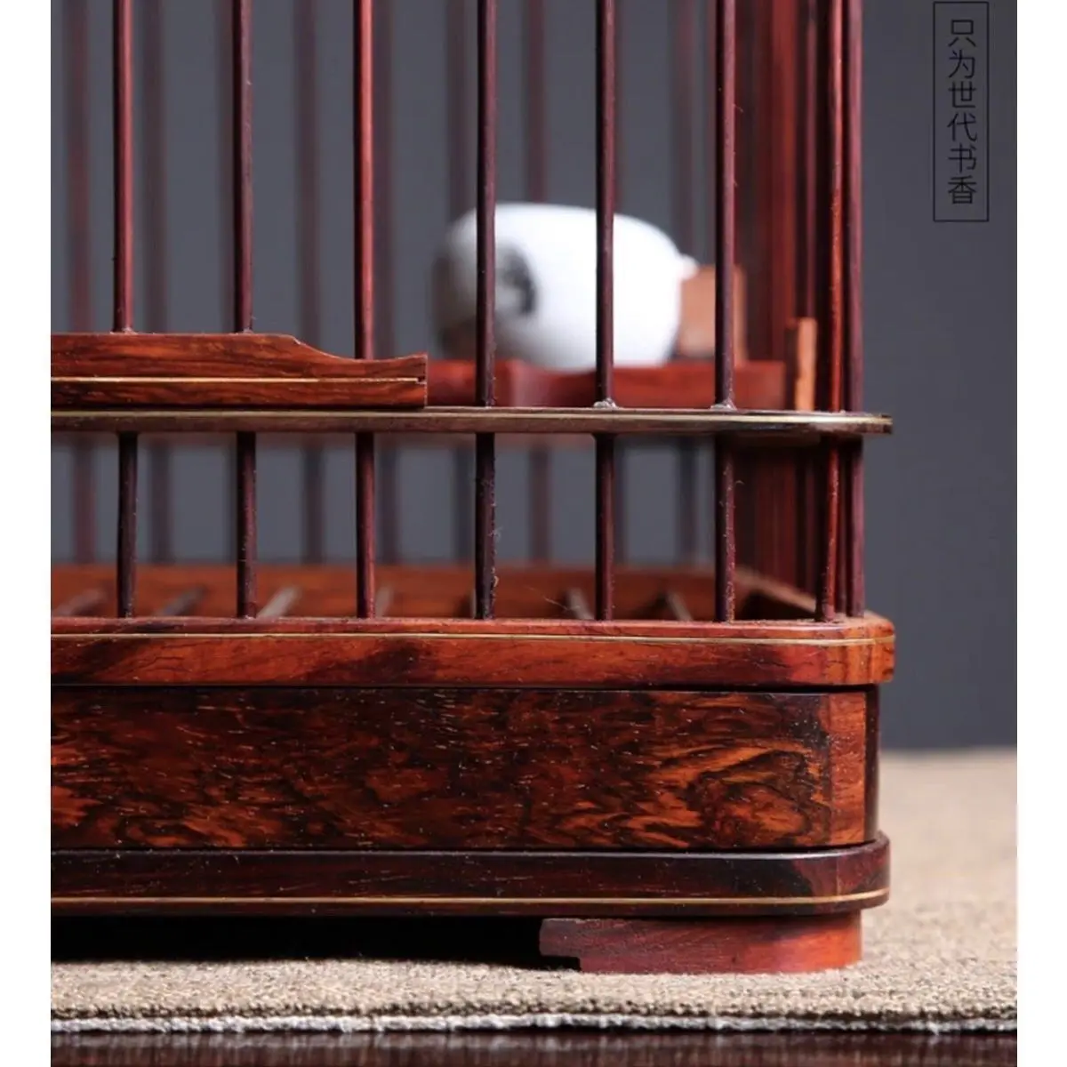 Bright red, rosewood, square, mahogany, bird cage, embroidered eye, square cage